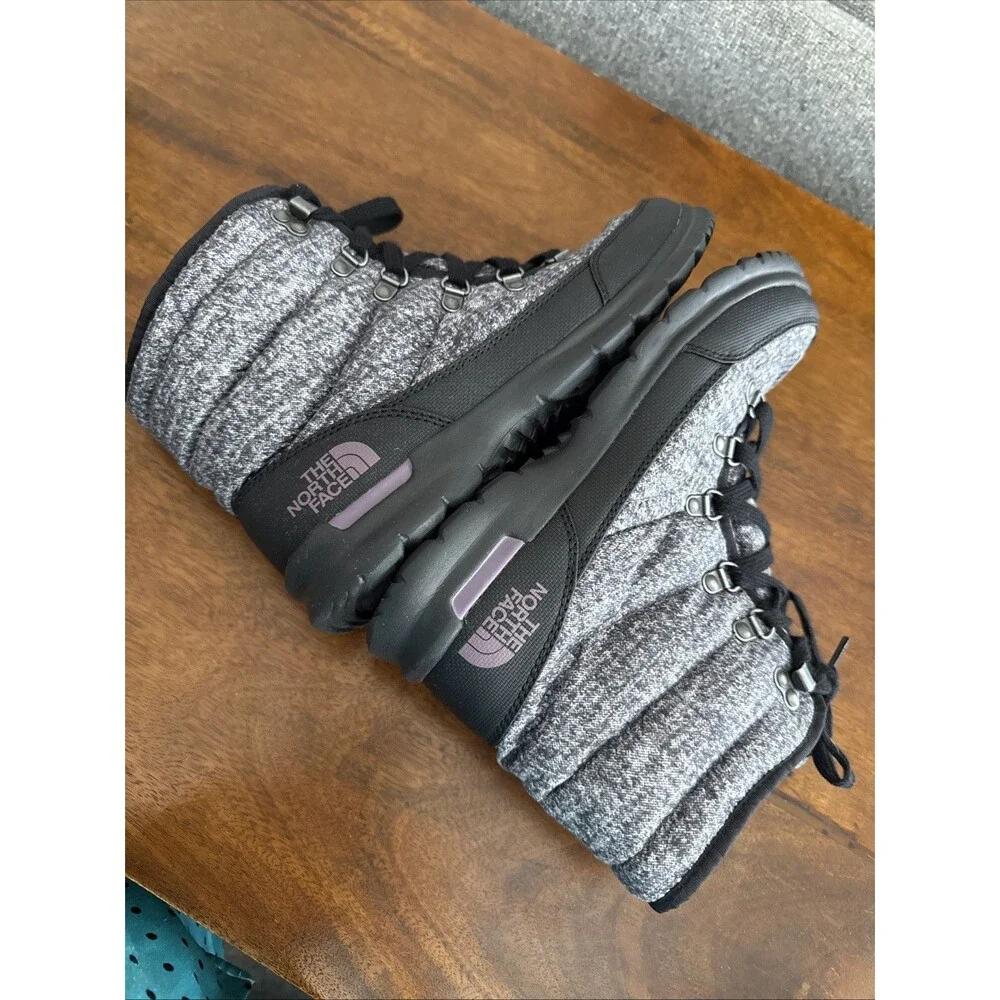The North Face ThermoBall Lace II Women's 8 Gray Black Snow Boots Casual Outdoor